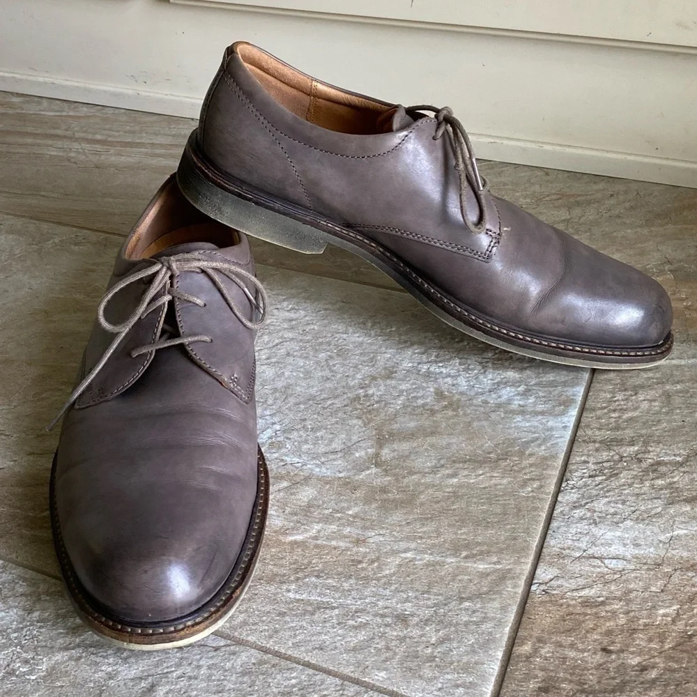 Ecco Mens Taupe Leather Oxford
